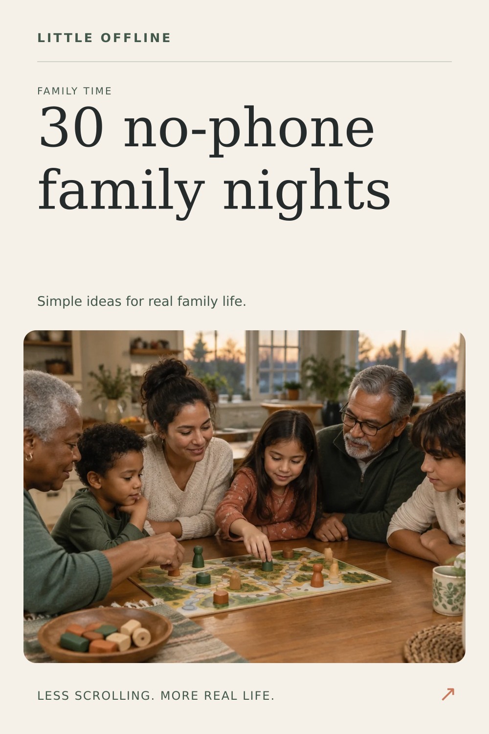Pinterest graphic: 30 No-Phone Family Night Ideas