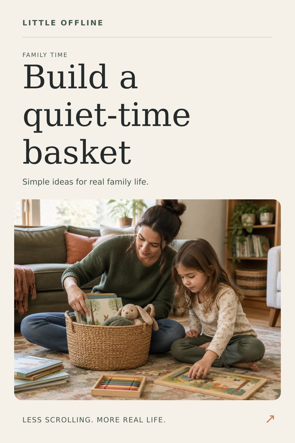 Pinterest graphic: How to Create a Quiet-Time Basket