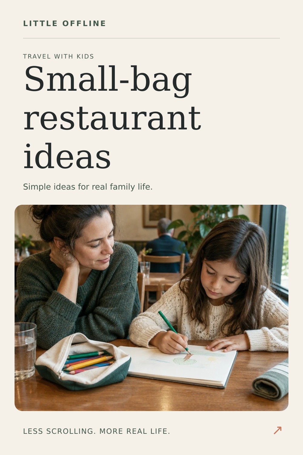 Pinterest graphic: Restaurant Activities That Fit in a Small Bag