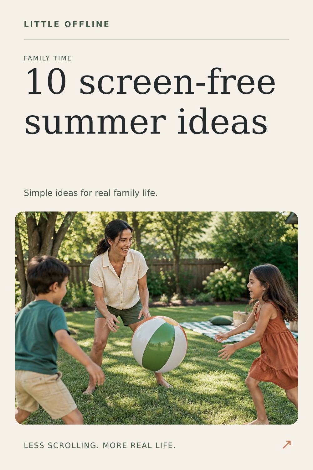 Pinterest graphic: Screen-Free Summer Activities